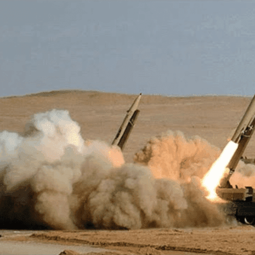 Iranian Fateh-110 missile being fired - Iranian state media