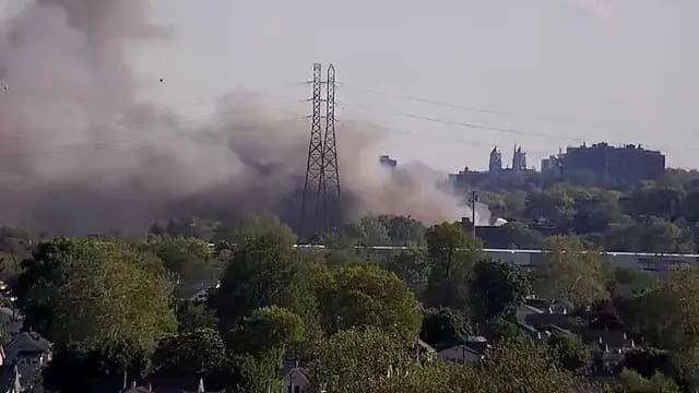 Fire as seen at 6:22 EDT from a local Traffic Camera.