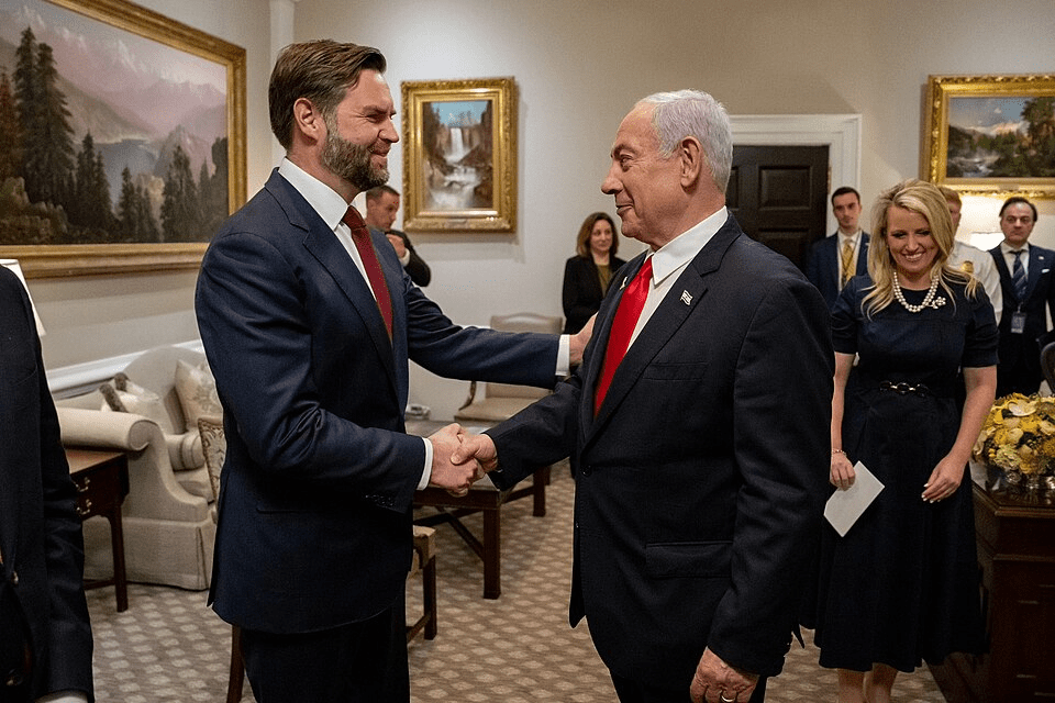 Vice President JD Vance with Prime Minister Benjamin Netanyahu, April 2025
