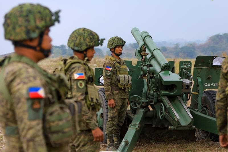 Filipino soldiers prepare for a live-fire exercise as part of the US-Philippines Balikatan military exercises.