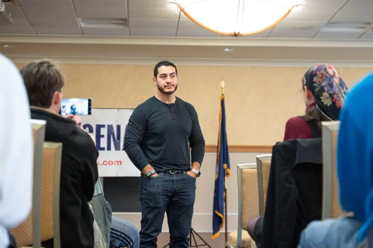 US Senate candidate for michigan Abdul El-Sayed meets voters at Michigan Technological University on October 22, 2025. Photo via Conlan Houston.